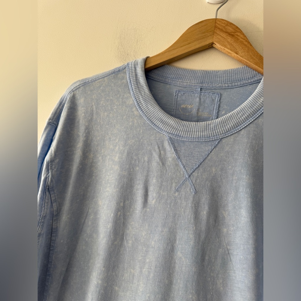 Aerie Blue Long Sleeve Oversized Long Sleeve Top Vintage Wash - Picture 2 of 4